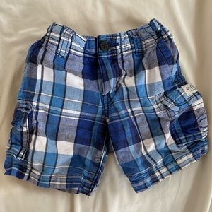 Blue and White Plaid Cargo Shorts Size 12 - 18 Months
